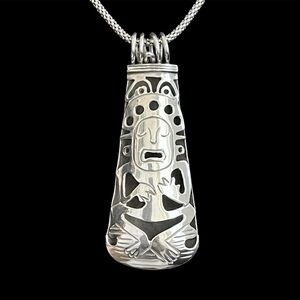 Vintage Taxco Mexico Large Sterling silver shadow box pendant